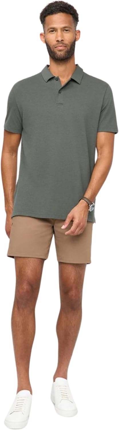 DUER Men's Performance Polo Air Flow Pique, Breathable Short Sleeve Top with Structured Collar