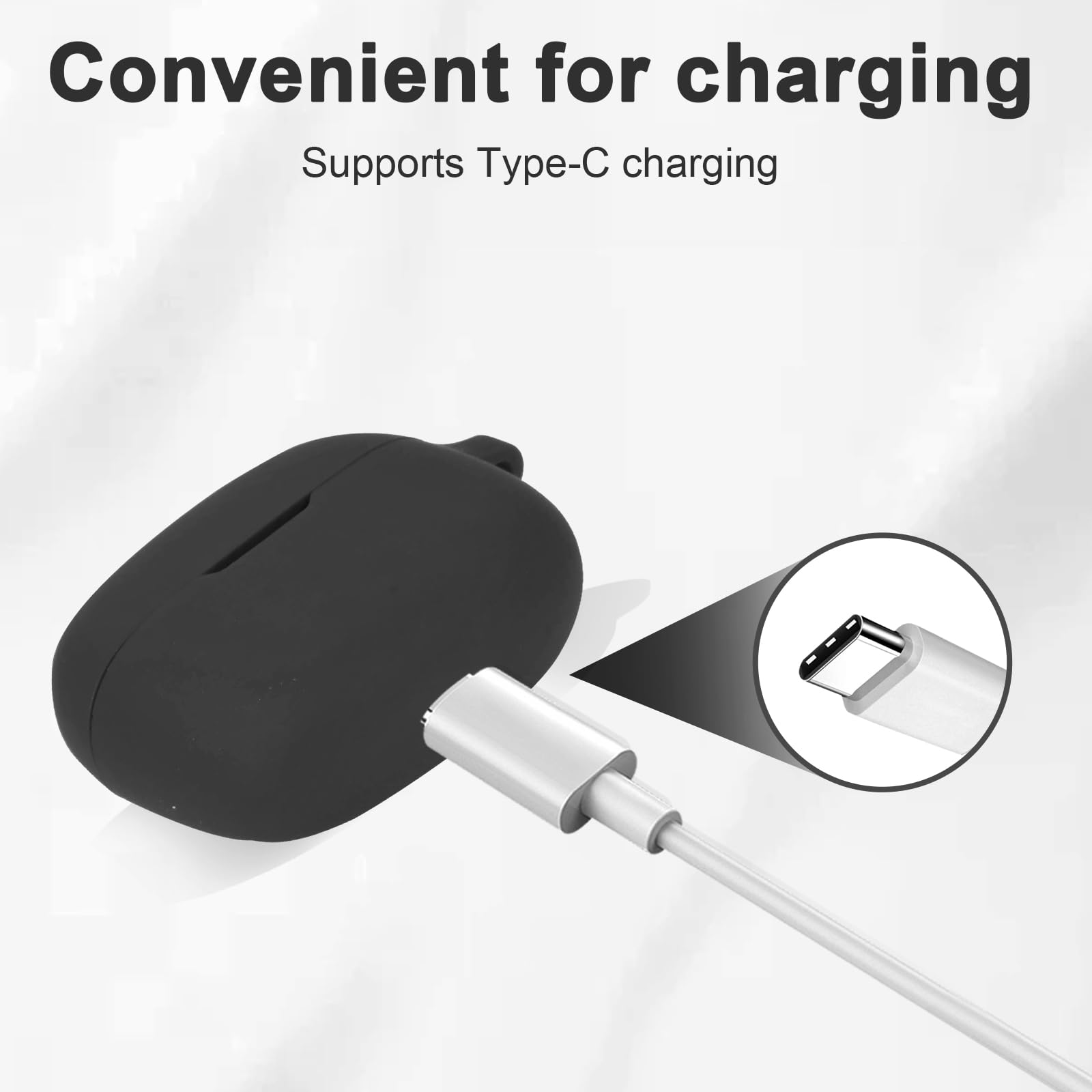 Silicone Case for JBL Vibe Beam 2025/Vibe Beam 2023/Vibe 200TWS True Wireless Headphones, Premium Shockproof Case Cover with Carabiner Compatible with JBL Vibe Beam/Vibe 200TWS.(Black)