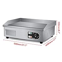 Vista 4 de Plancha Eléctrica de Encimera de 22" 1600W 110V Antiadherente Comercial para Restaurante Teppanyaki con Control de Temperatura Ajustable de Acero