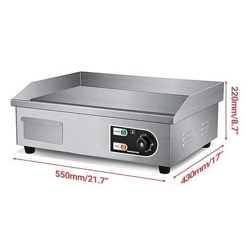 Miniatura 4 de 22 "parrilla eléctrica de encimera plana 1600 W 110 V antiadherente restaurante comercial Teppanyaki Grill Acero inoxidable Control de temperatura