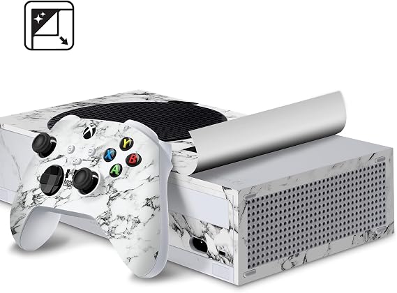 Head Case Designs White, Gold, and Black Marble Vinyl Sticker Gaming Skin Decal Cover Compatible With Xbox Series S Console and Controller Bundle