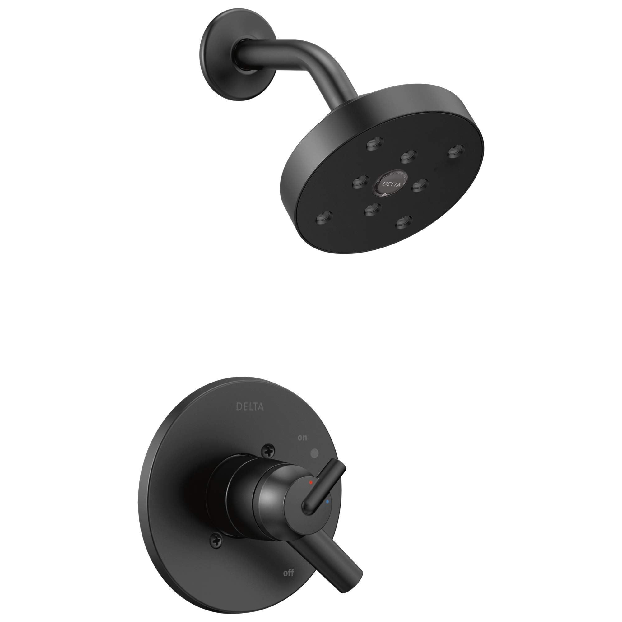 Delta Faucet Trinsic 17 Series Dual-Function Shower Trim Kit with Single-Spray H2Okinetic Shower Head, Matte Black T17259-BL (Valve Not Included)
