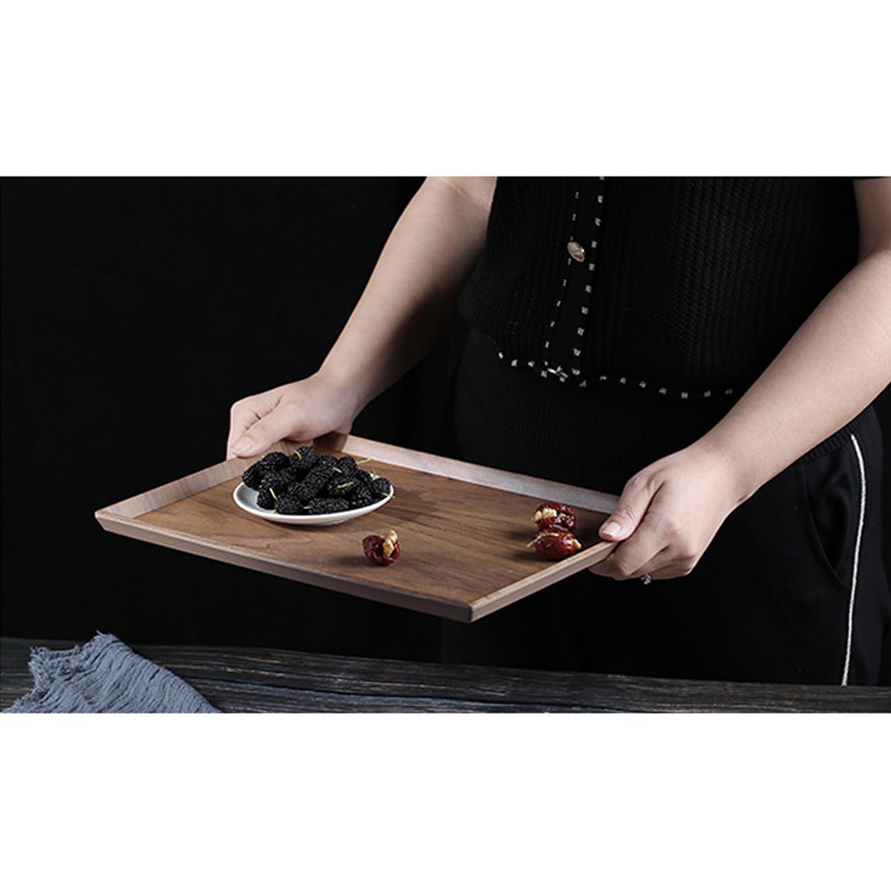 Amazon｜Bltokey トレー トレイ メラミン お盆 長方形 木目 盛器 定食