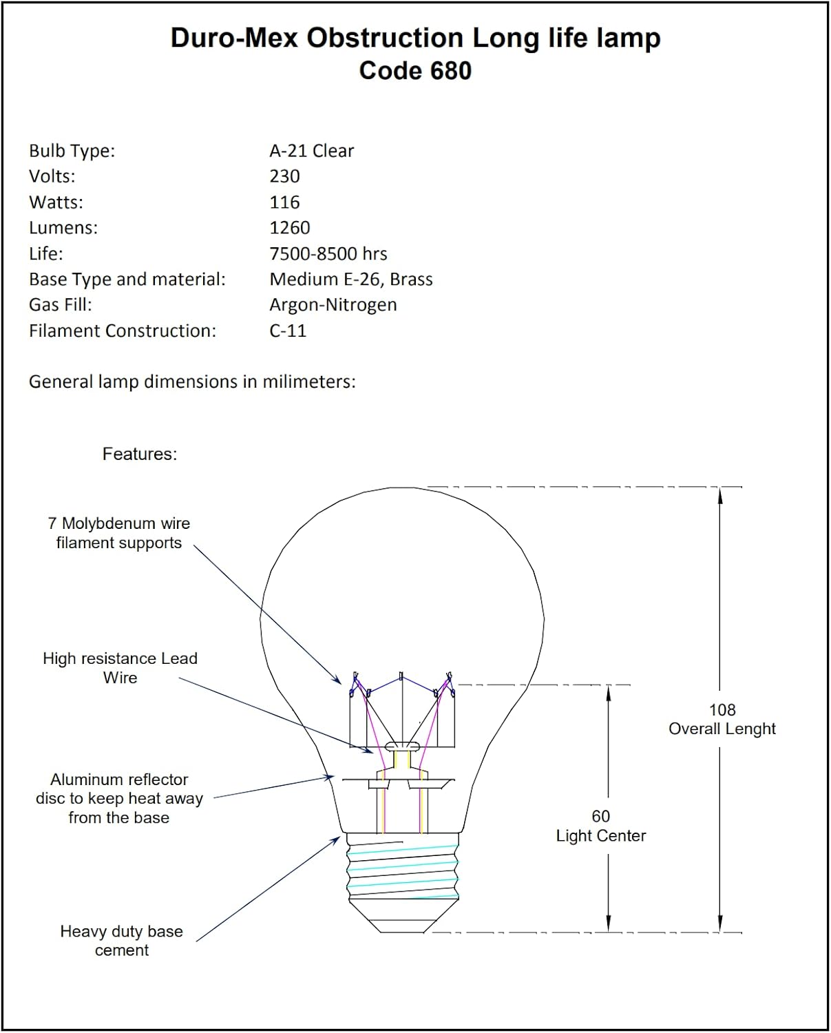 Incandescent Obstruction 24 Pack (230 Volts)