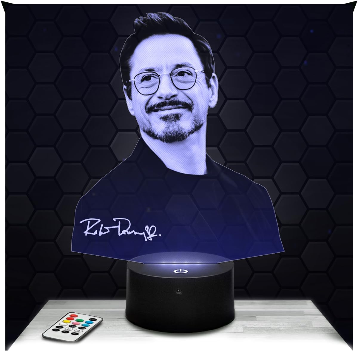 Lampephoto.fr - Robert Downey Jr 3D Lamp Decoration Actor, Gift idea for Men and Women, Robert Downey Jr Object, Adult Night Light, Bedroom Decoration, Original Christmas, Gift Idea for Men and Women