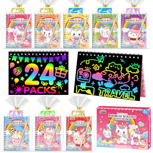 Image of ZMLM 24 Pack Rainbow Art Scratch Notebooks for Kids Birthday Party Favors
