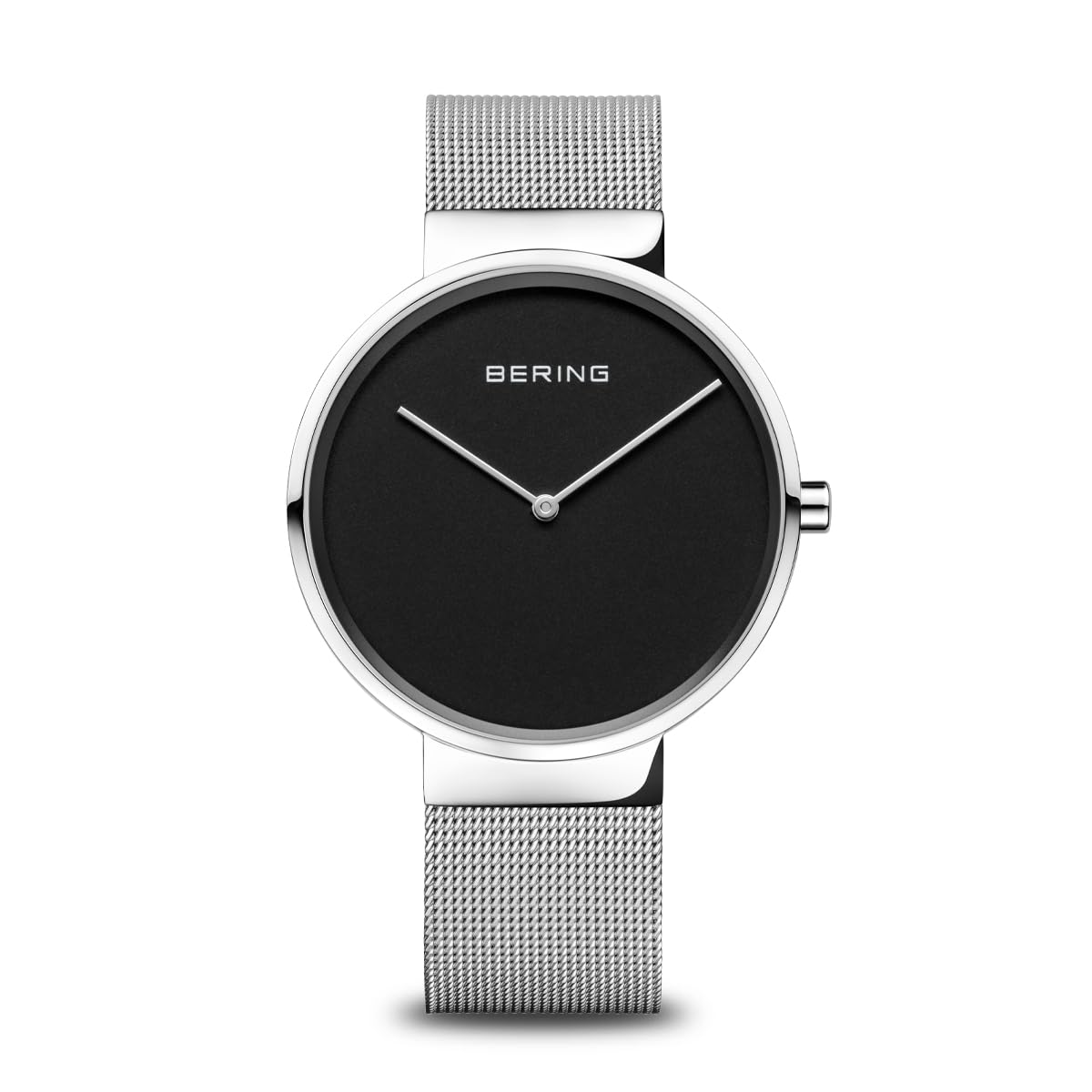 Bering Unisex Quartz Watch | Watch 39 mm Stainless Steel Case and Dial | Milanese Strap | Sapphire Glass | 5 ATM | 14539, Black, 14539-002