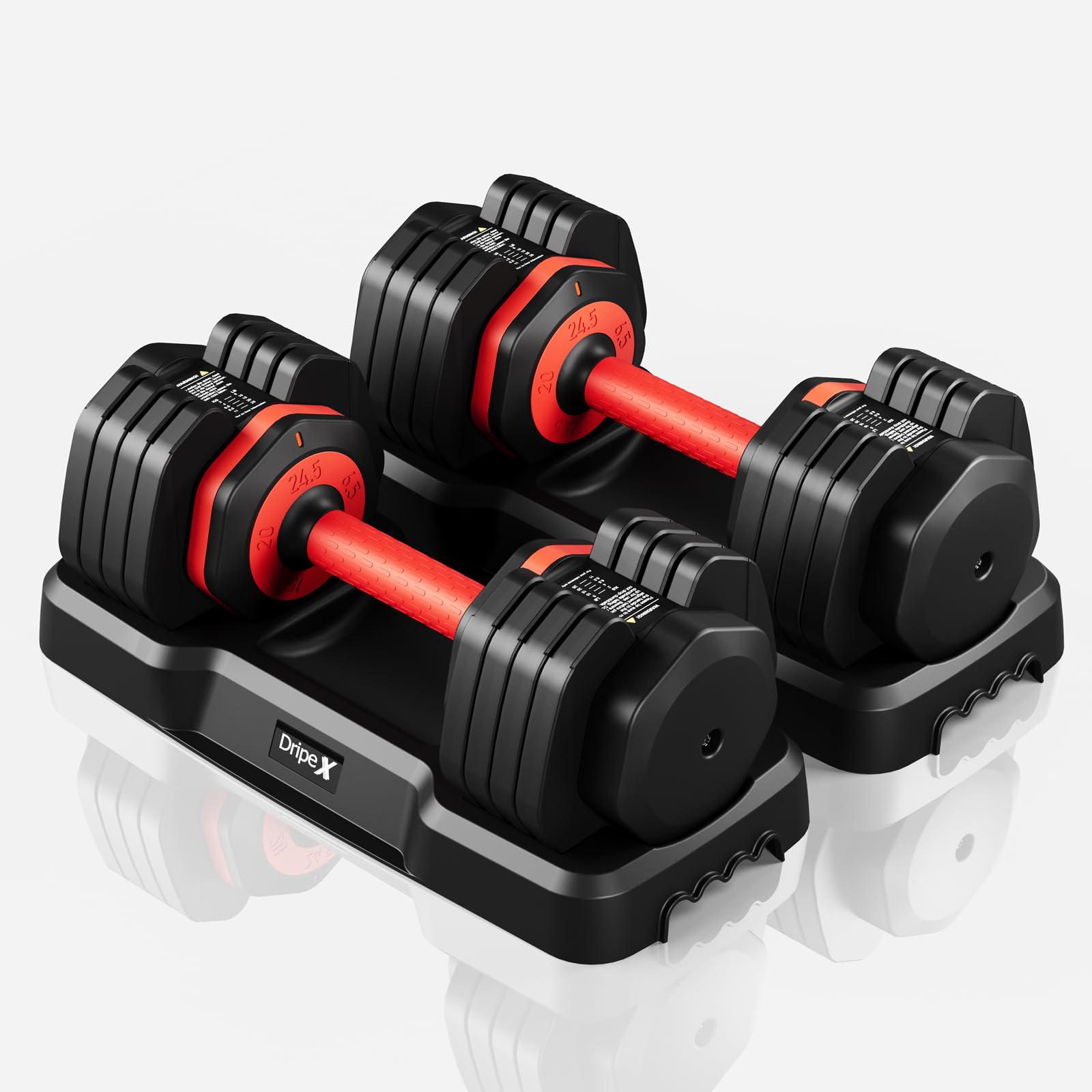 Dripex Hanteln Set, 11kg/24,5kg/41kg Verstellbar Kurzhanteln aus Stahl mit Anti-Rutsch Griff 2-41kg mit 10 Gewichtsstufen, Einstellbaren Hantelscheiben und Ablageschale, Schnellen Wechsel für Zuhause