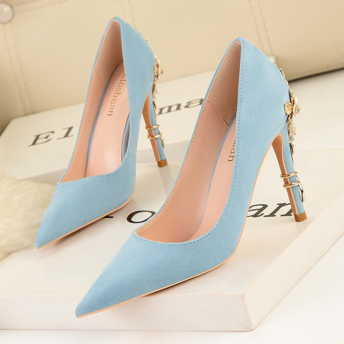 JOEupin Scarpe da donna con tacco alto, tacco a punta, in raso, a stiletto, per feste nuziali, serate, matrimoni