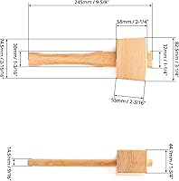 Vista 6 de QWORK Maza de madera, martillo manual para hielo de 9.5" de haya. Martillo de carpintero de madera maciza. Herramienta manual para carpintería