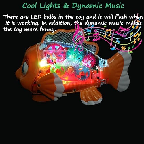 Miniatura 6 de Miracland Juguete mecánico transparente, juguete electrónico de peces de colores, juguete electrónico de peces de natación terrestre, juguete de pez