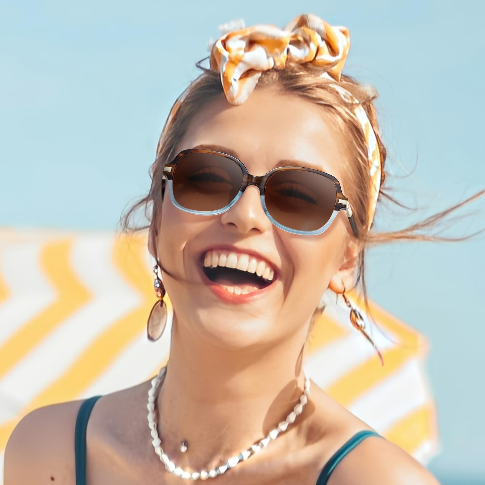 AVAWAY Occhiali da Sole Polarizzati Oversize per le Donna Protezione UV401 Occhiali di Protezione per lo Shopping in Viaggio di Guida