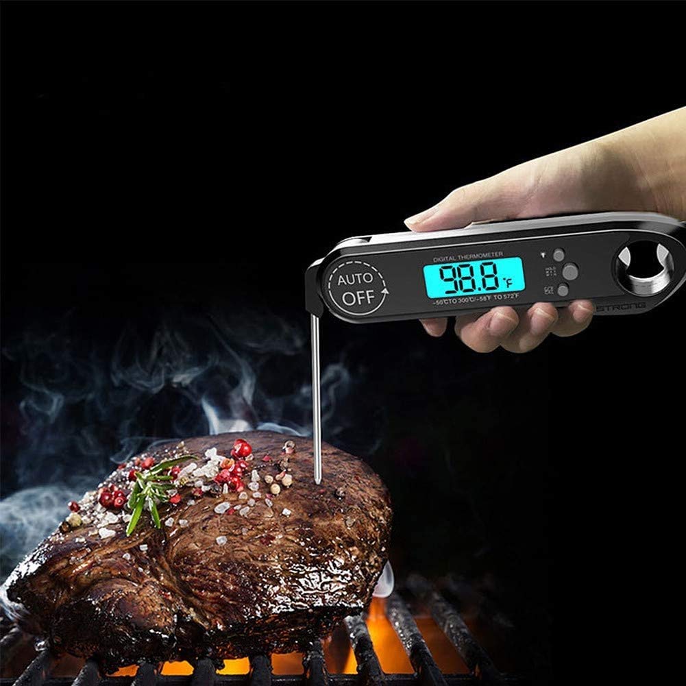 Termómetro de carne, Termómetro de carne digital, Termómetro de alimentos de 3S Lectura instantánea para cocinar, Termómetro de cocina digital Sonda con retroiluminación y visualización ambid