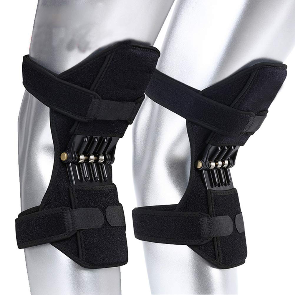 Knee reinforcement, leg stabiliser reinforcement, bounce springs, adjustable straps joints, recovery and pain protection for the gym/running/walking/elderly.
