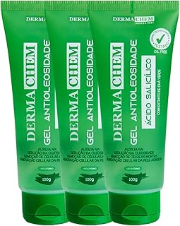 3 Gel Facial Antioleosidade Dermachem Ácido Salicílico, 100g