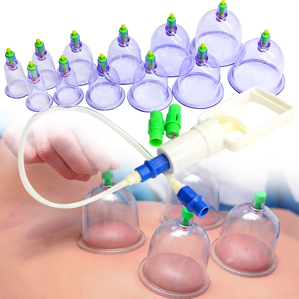 HTY 12 Pieces Cups Vacuum Cupping Massage Vacuum Acupuncture Apparatus Therapy Relax Massager Curve Suction Pumps Good Gift