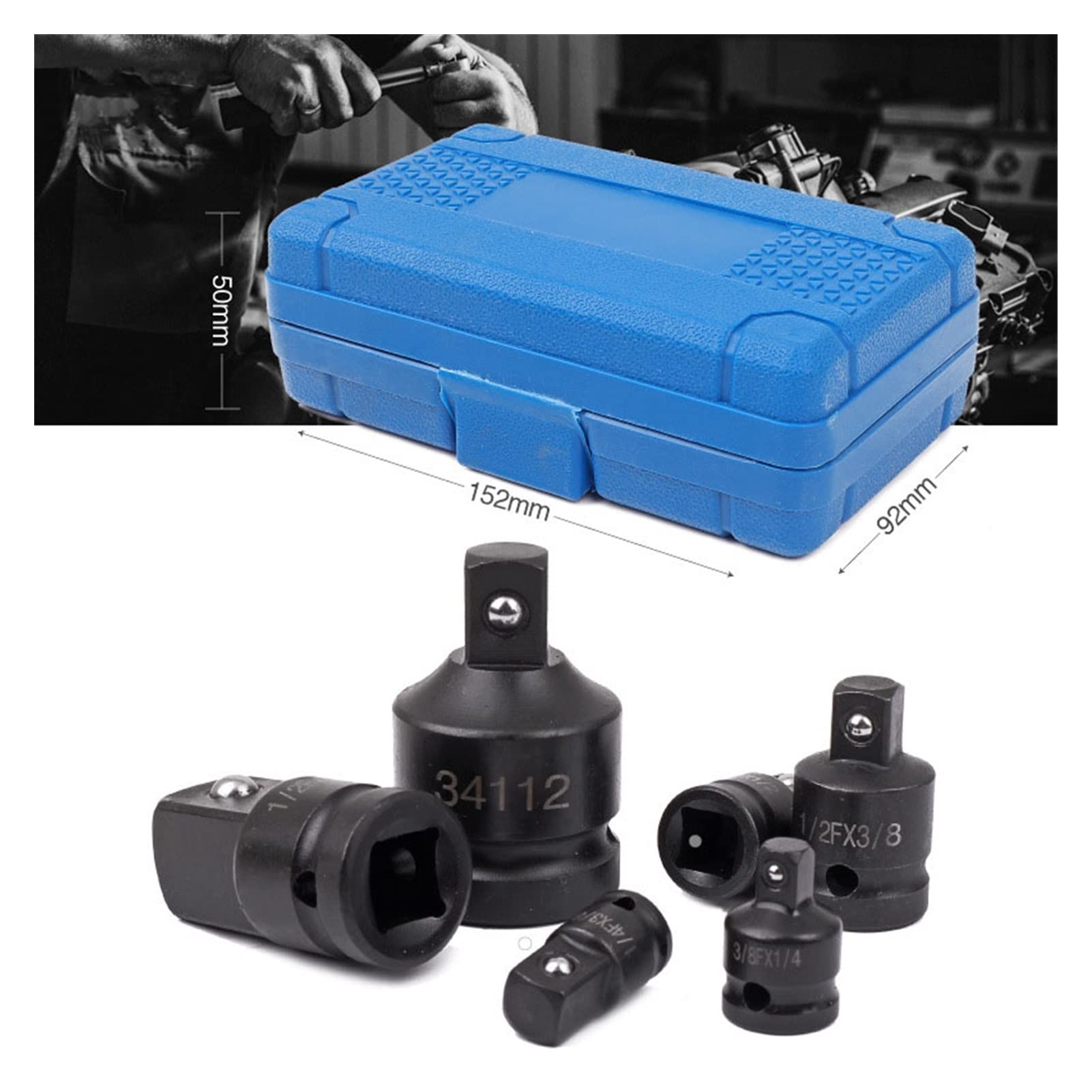6 szt. kluczy nasadowych 1/4 1/2 3/8 3/4, adapter nasadki udarowej, adapter redukcyjny, zestaw narzędzi do naprawy samochodów z grzechotką i uchwytem wiertarskim