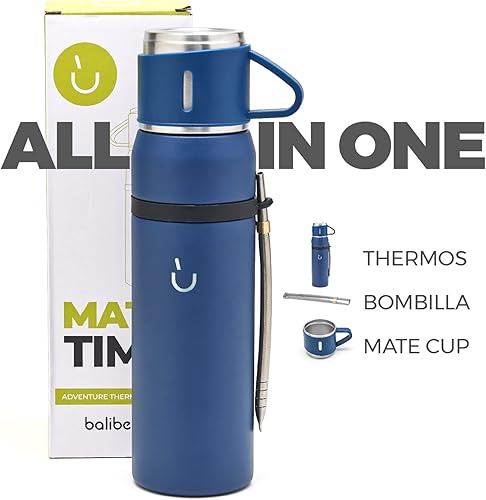 Miniatura 2 de BALIBETOV Termo de camping para mate  aislado al vacío con doble pared de acero inoxidable  Un termo mate especialmente diseñado como kit Argentino
