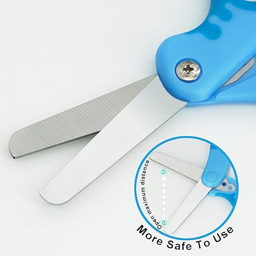 Miniatura 2 de Tijeras para niños, tijeras de 5 pulgadas con cubierta, tijeras de punta roma para estudiantes con agarre cómodo, seguridad para papel de corte de