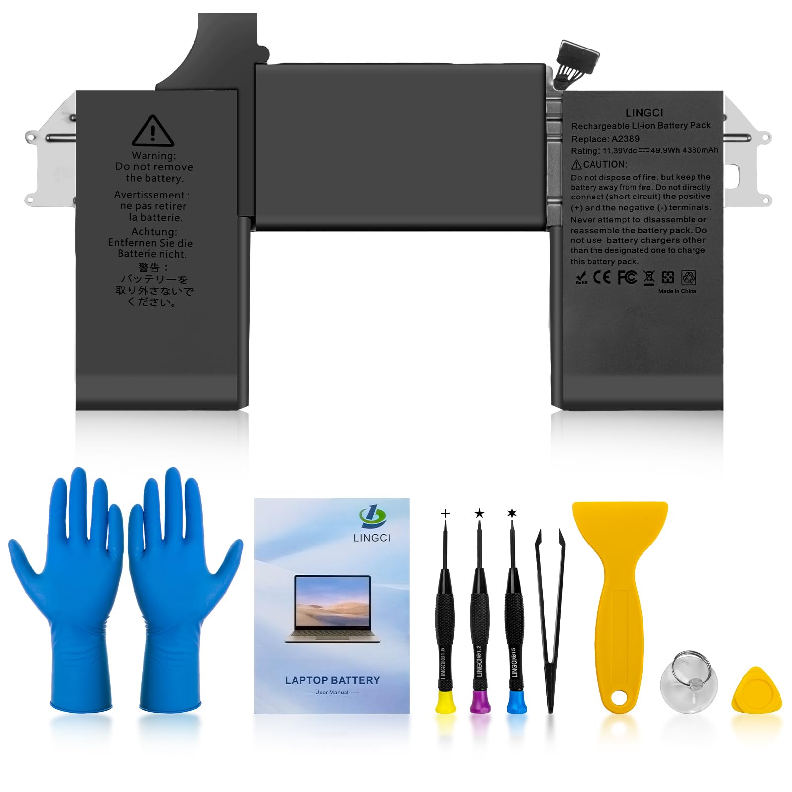 A2337 Battery,A2389 Battery Replacement for MacBook Air 13 Inch A2337 M1 2020 EMC 3598 (Upgraded High Performance 11.39V 49.9Wh 4380mAh)