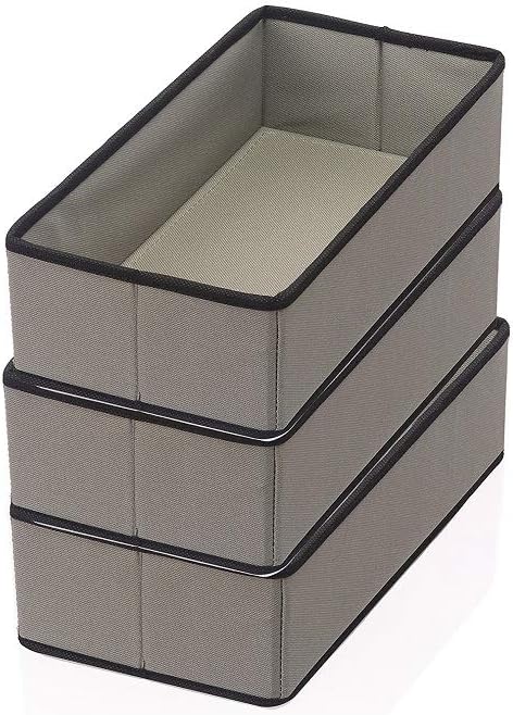 YBM HOME Foldable Cube Storage Bin Basket Container, Great Tote Organizer for Closet, Drawer, Dresser and Home Organization, Gray with Black Trim (1, Medium)