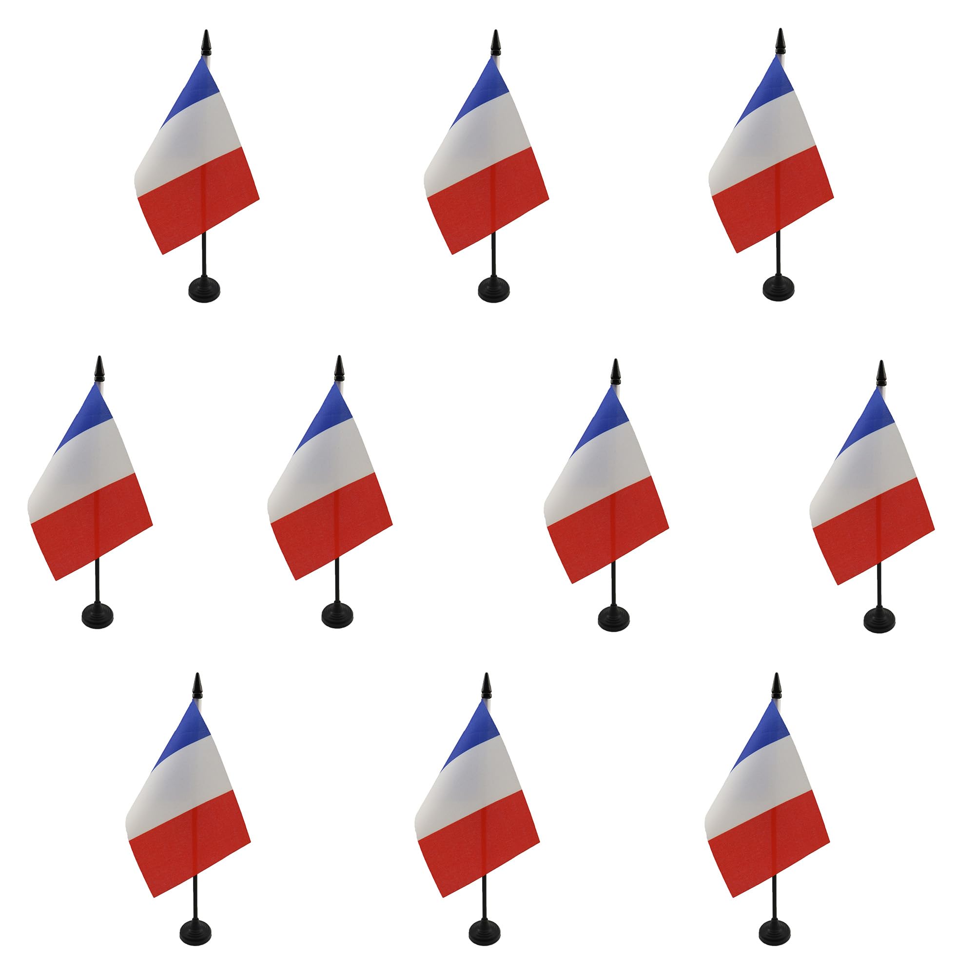 AZ FLAG Pack of 10 France Table Flags 4x6 in 100D Polyester Plastic Base