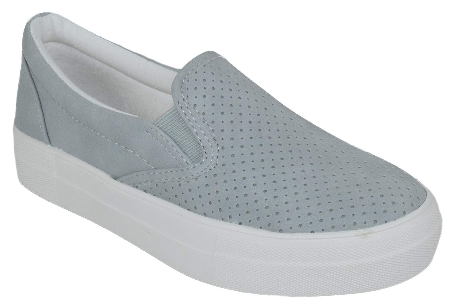 SodaFlat Women Shoes Slip On Loafers Casual Sneakers Memory Foam Insoles Hidden Platform/Flatform Round Toe Croft-G Light Blue 8