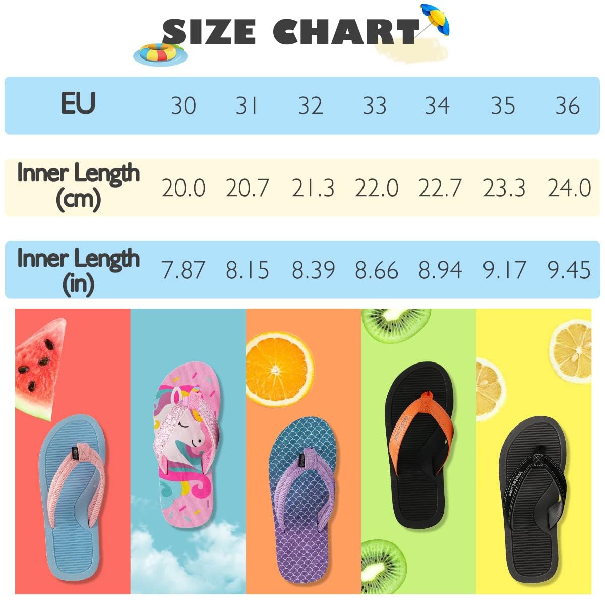 WateLves Flip Flops Kinder Zehentrenner Mädchen Jungen Badelatschen Sommer Strand und Pool Rutschfeste Zehensandalen