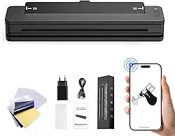 RHEIN Impressora de estêncil de tatuagem T106Z-US Impressora térmica sem fio 2500mAh 300 dpi A4 papel de transferência de tatuagem, 10 peças de tecidos de limpeza gratuitos compatíveis com smartphone