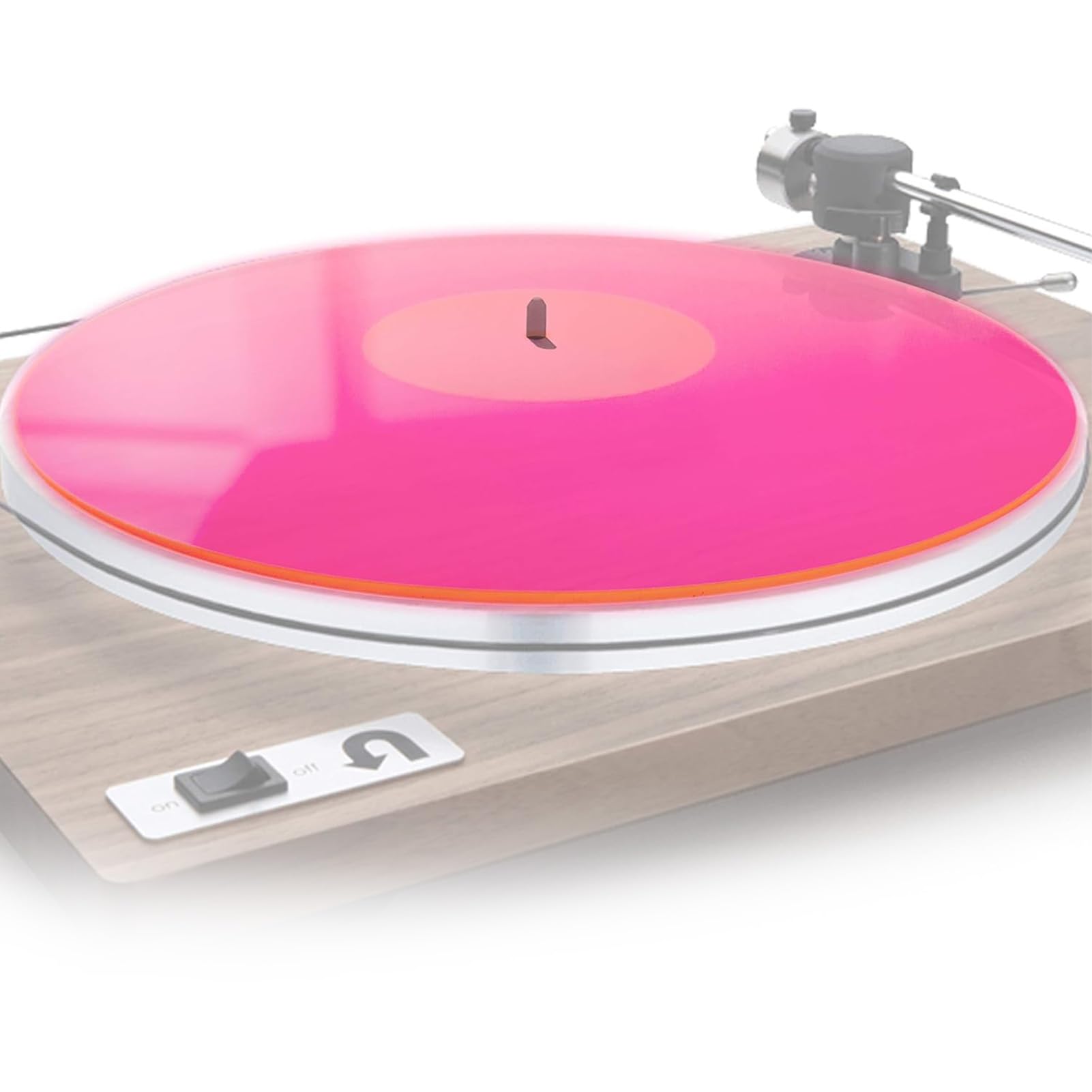 Turntable Mat Record Platter Slipmat Low Noise Acrylic Record Player Platform Slip Mats for 12 Inch Record Player (Transparent Pink) - Image 4