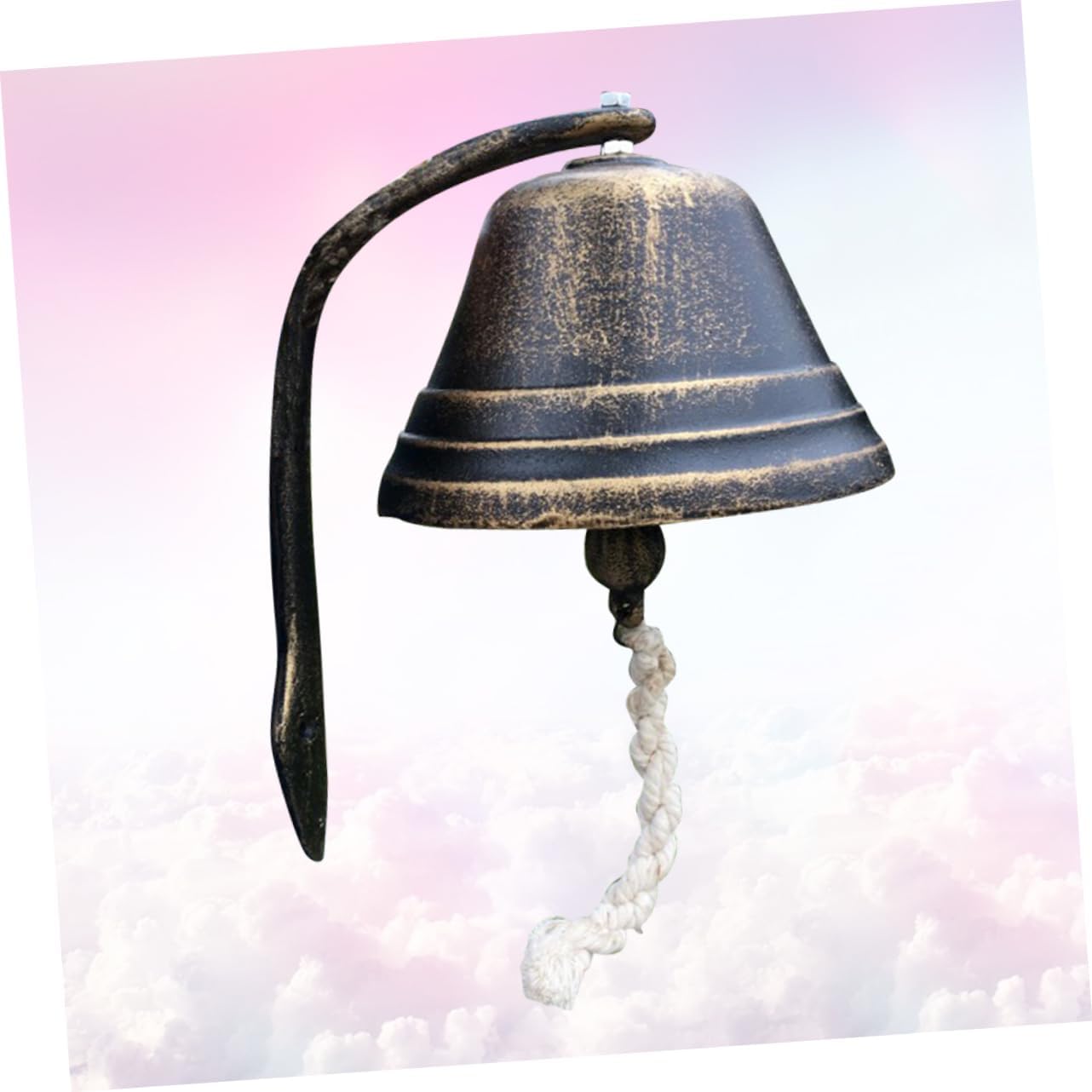 Mikikit Retro Cast Iron Doorbell Loud Decorative Wall-mounted Doorbell for Coffee Shops Antique Bronze Finish Small for Indoor and Outdoor Use