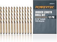 Vista 13 de POWERTEC Brocas de cobalto de 1/4 de pulgada, paquete de 6, 4 pulgadas de longitud, brocas M35 HSS Jobber con punta de 135° para perforar madera