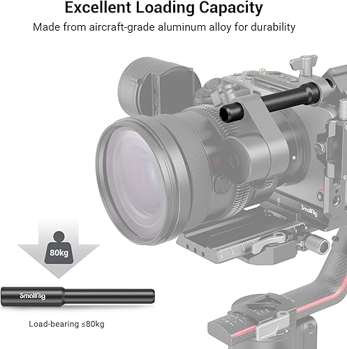 Miniatura 4 de SmallRig Adaptador de abrazadera de varilla de 0.472 in a 0.591 in, varilla de aleación de aluminio de 4.7 in (4.7 pulgadas) con rosca interior M12,