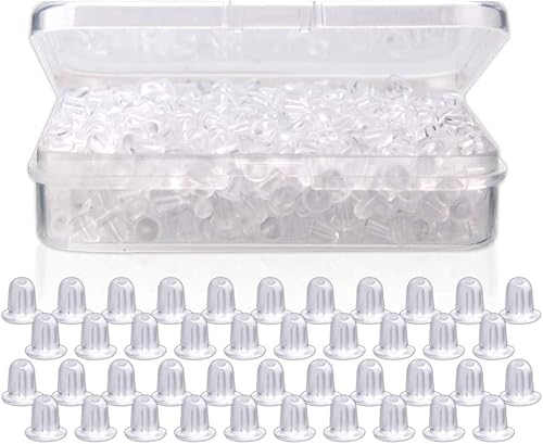 Broches transparentes de silicón con acoplamiento de seguridad para aretes, 1000 unidades