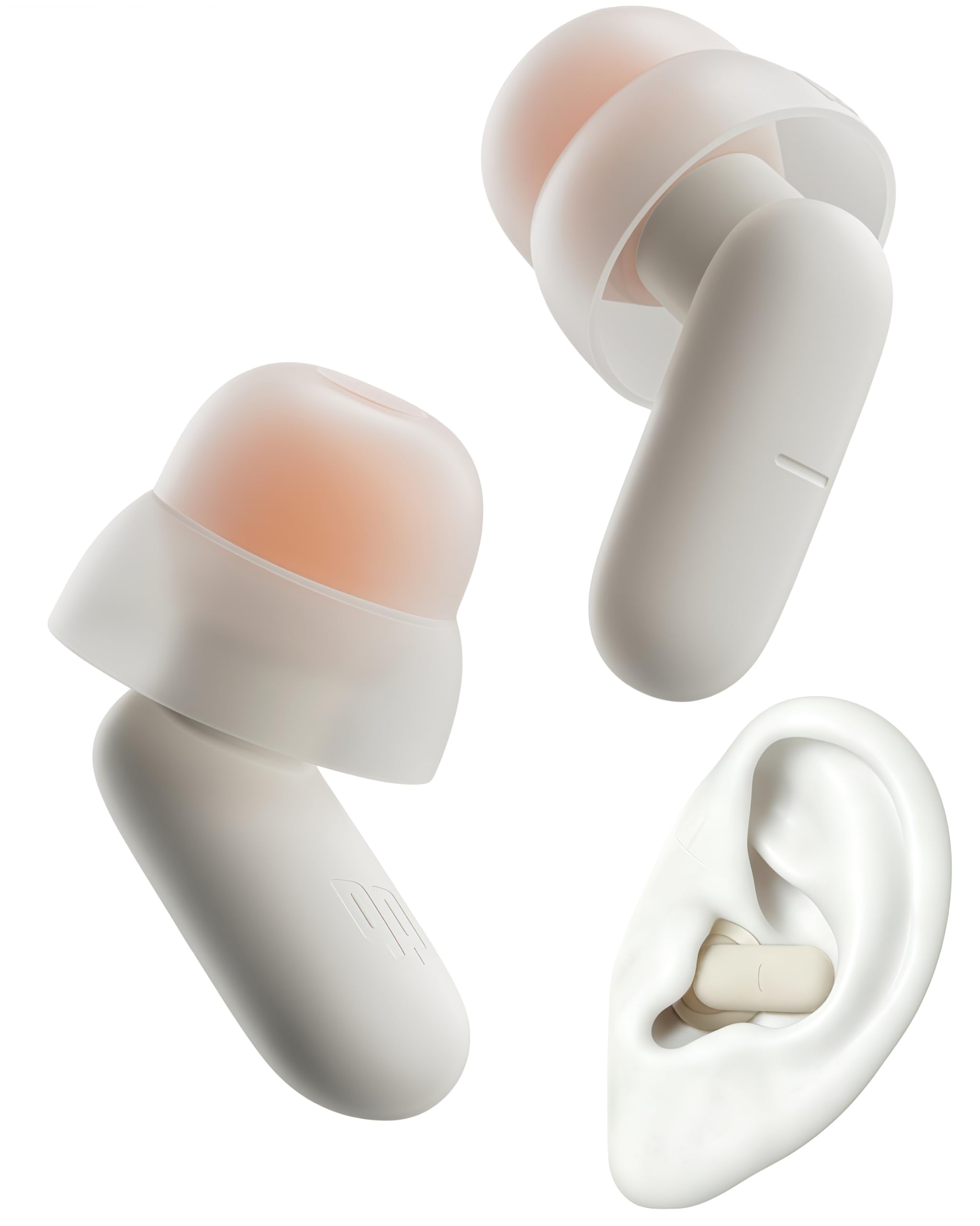 Photo 1 of QubitPulse Ear Plugs for Sleeping All-Night Wear without Ear Pain Side Sleeper Patent Qufits Eartips Ultra-Comfy Reusable Earplugs for Sleep, Focus, Study, Travel, 23dB Noise Reduction - Beige