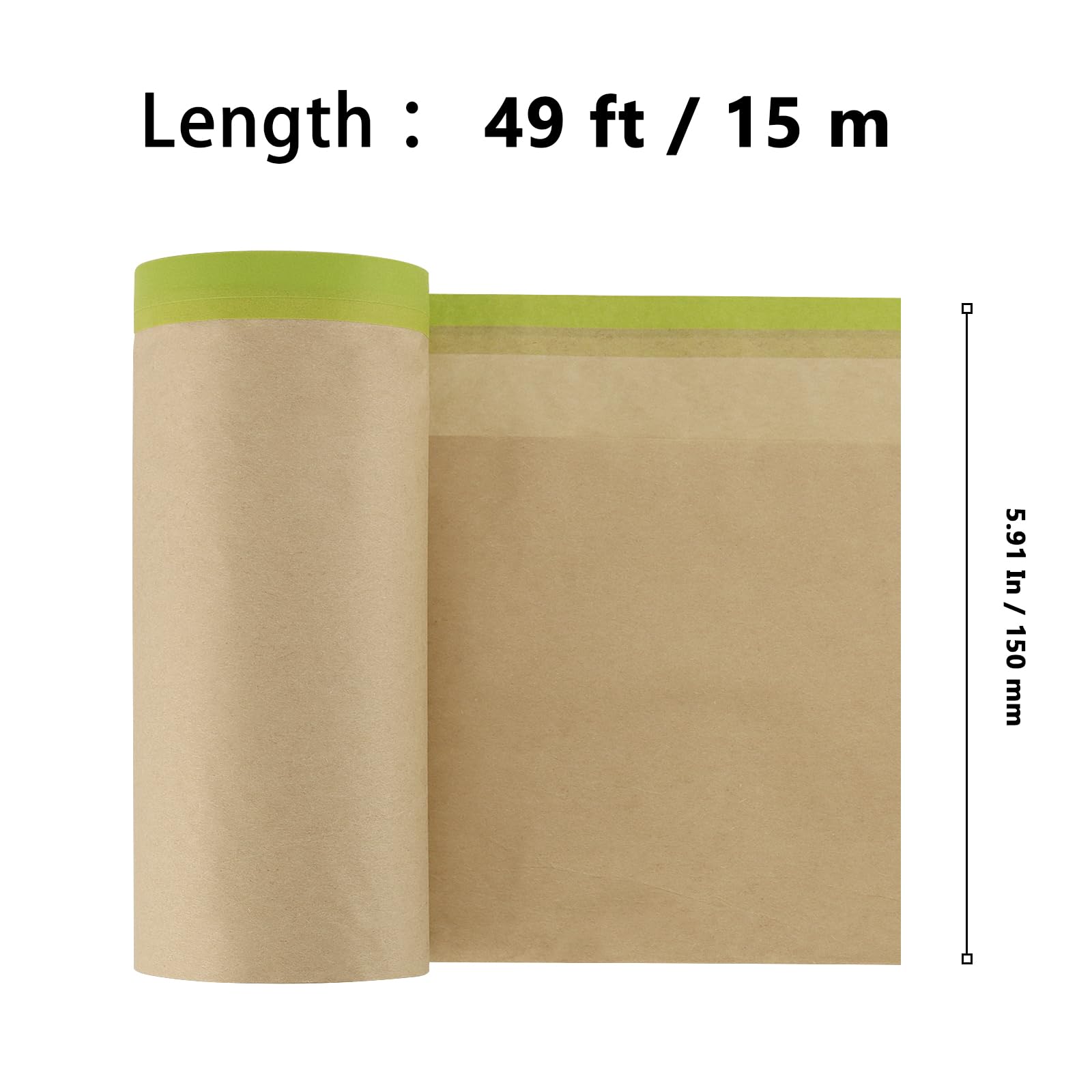MUKLEI Lot de 10 rouleaux de papier de masquage adhésif pré-collé, 15,2 cm x 15,2 m, papier de masquage pour cadres
