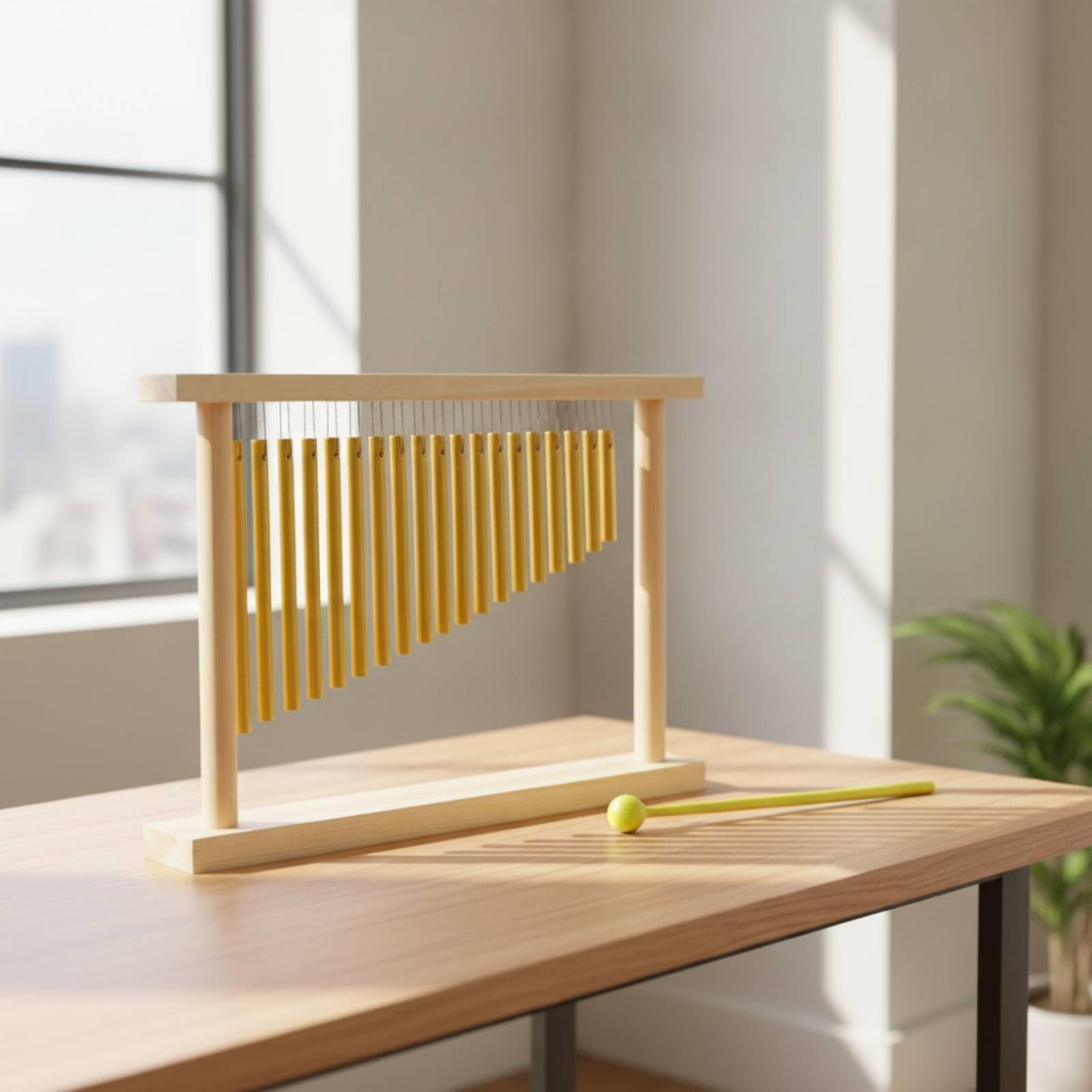 Carillon en Aluminium Doré à 20 Tubes Accordés avec Maillet pour Décoration Jardin et Patio