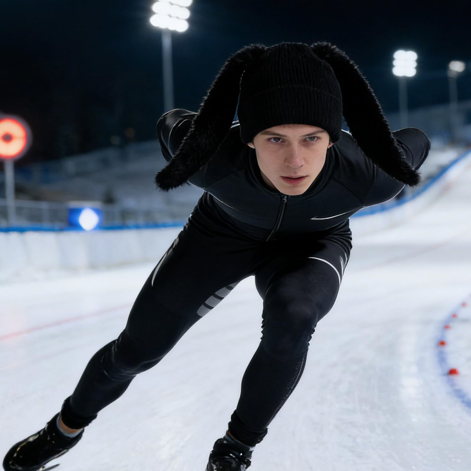 LALAFINA Skihelmbezug Plüschmütze mit Hasenohren aus Garn Schwarz/weiß für Snowboarding und Skifahren Einfache Montage für Altersgruppen
