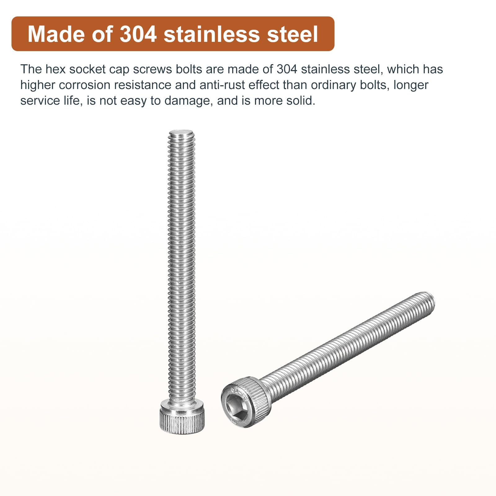 DTGN M6x60mm Socket Head Cap Screws Bolts, 5Pcs 304 Stainless Steel 18-8, Metric Machine Hex Socket Screw, Hex Drive - Image 3