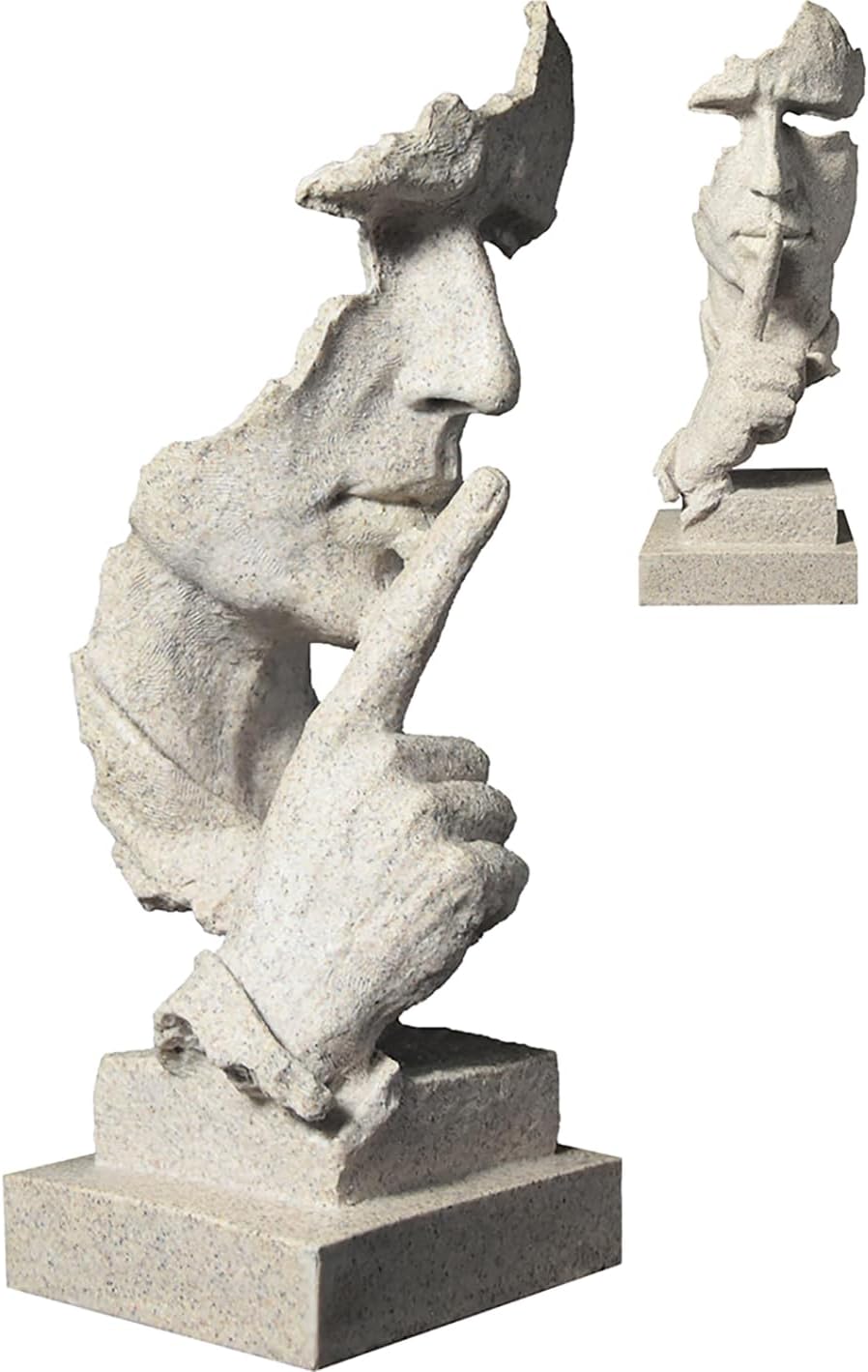 Thinker Statue Silence is Gold Room Decor Modern Statue for Home Decor Living Room Office Bookshelf Desk Decoration (33cm High (Sandstone)