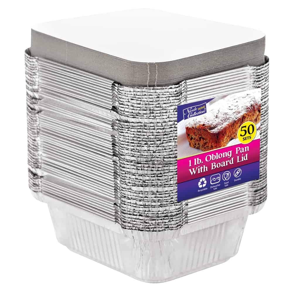 Nicole Home CollectionAluminum Pans With Lids - 50 Count - 1LB Oblong Pans (5"x4")- To Go Containers With Lids - Disposable Tin Foil Pans - Perfect For Catering, Meal Prep, Baking, Freezer Safe