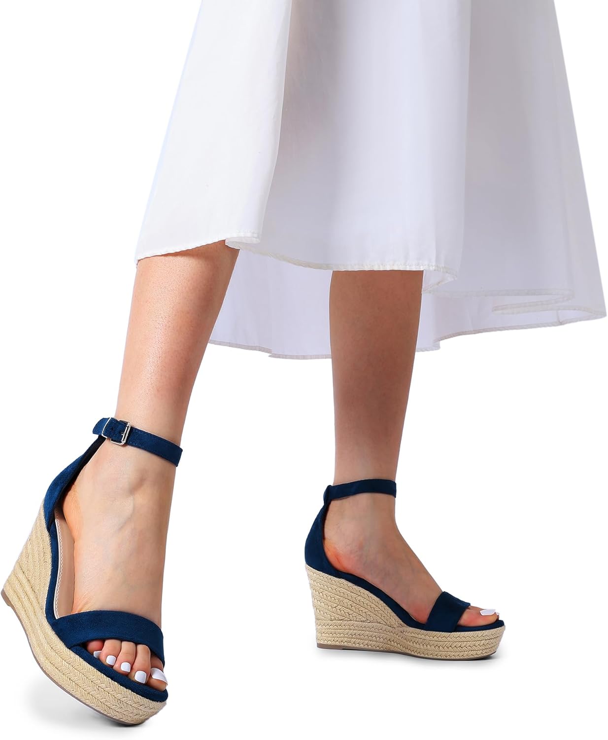 DREAM PAIRS Women's Platform Wedges Sandals, Comfortable Open Toe Espadrilles Sandals Dressy Buckle Ankle Strap Summer Shoes - Image 2