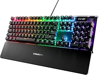 SteelSeries Apex 5 - Hybrid Mechanical Gaming Keyboard - Per-Key RGB Illumination - Oled Smart display - American (QWERTY) Layout PC