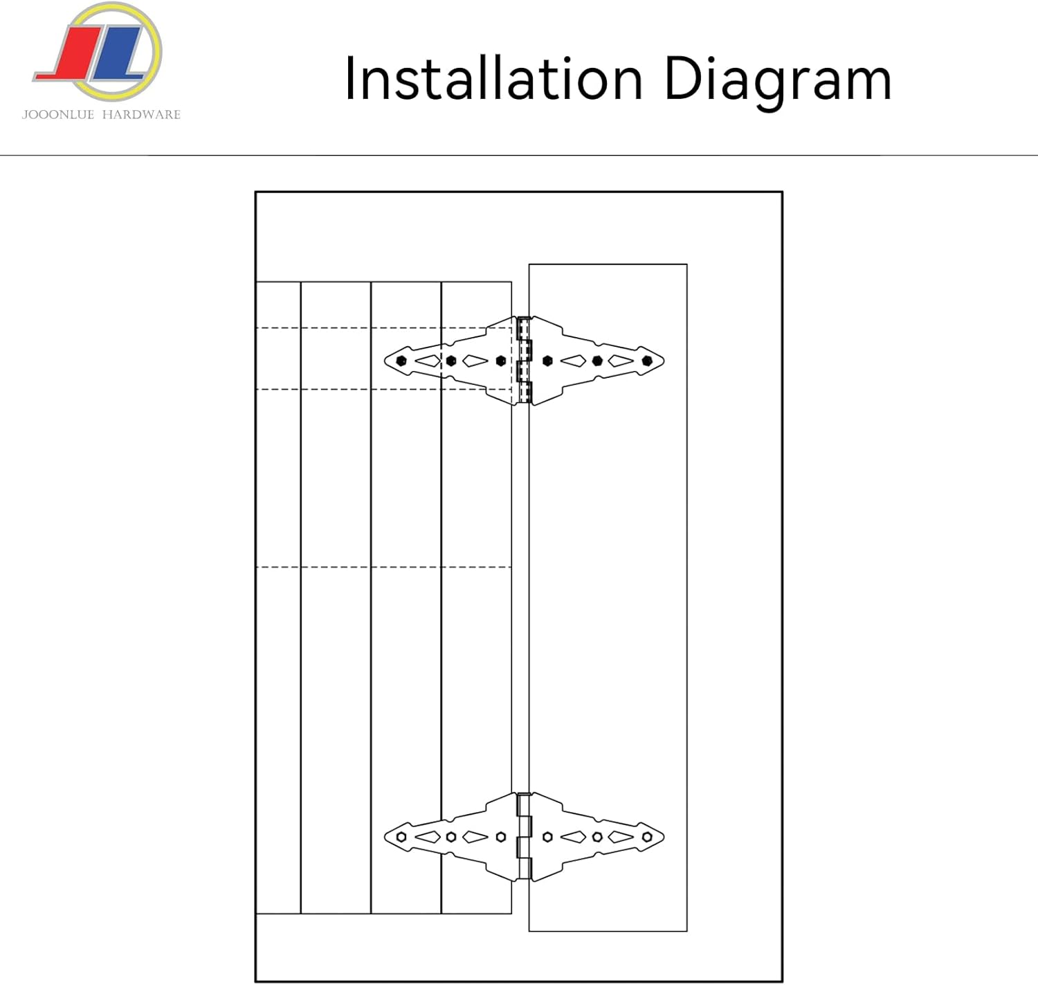 Gate Hardware Kit 1 Pack, Includes Strap Hinges and Gate Latch for Wooden Fence, Complete Outdoor Fence Gate Kit with Rust-Resistant Finish