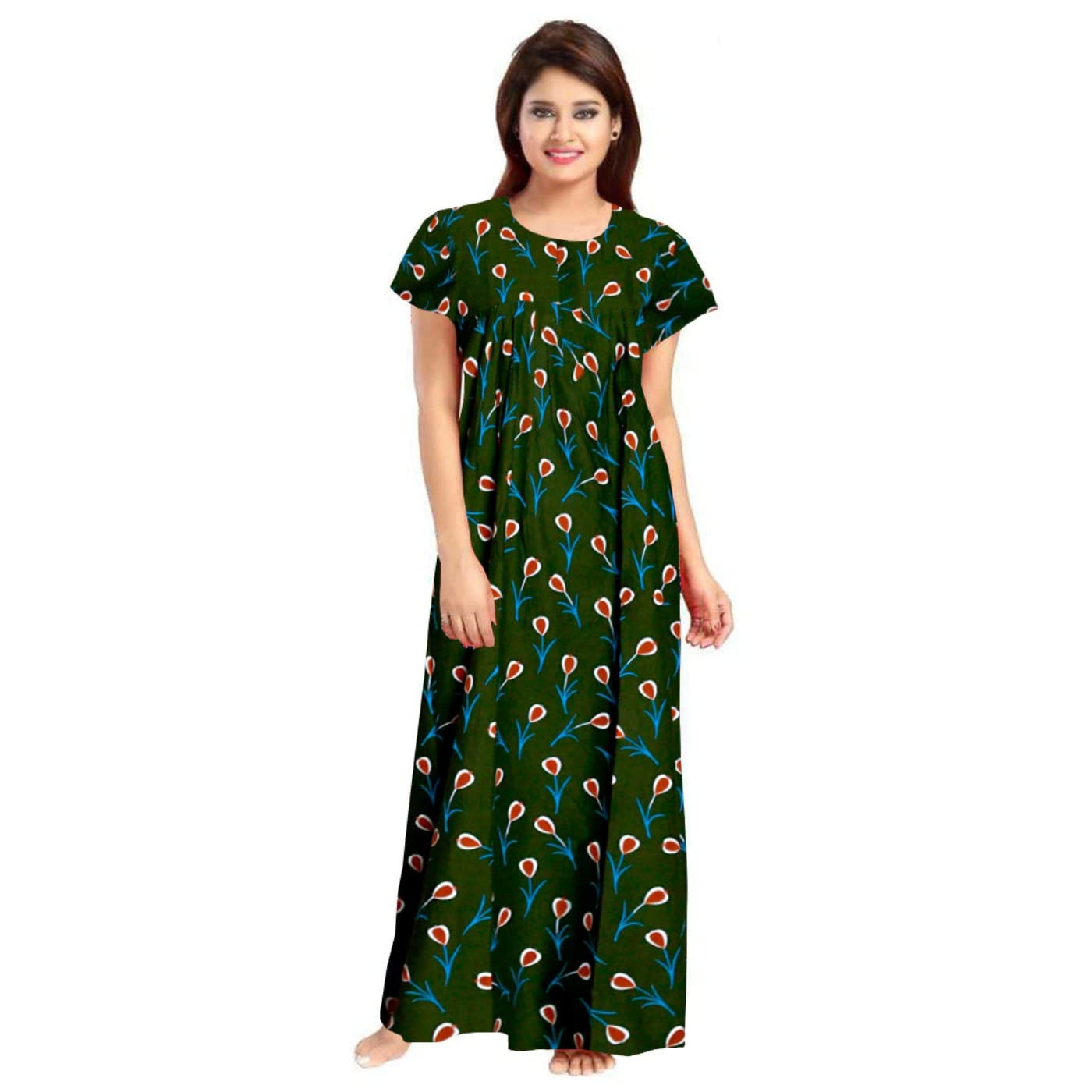 GenericAAKARSHANA Pure Cotton Printed Nighty Yellow