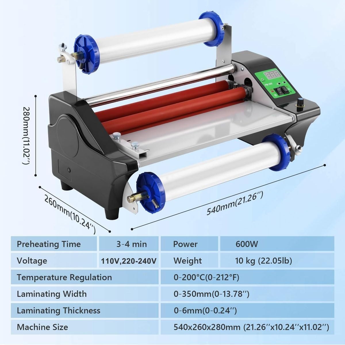 Cold & Hot Roll Film Digital Laminator Machine, 13.7in Transfer Film Composite Machine with Speed & Temp Adjustable, Single & Double Sided Electric Laminator,for A3/A4 Paper Cards Photos