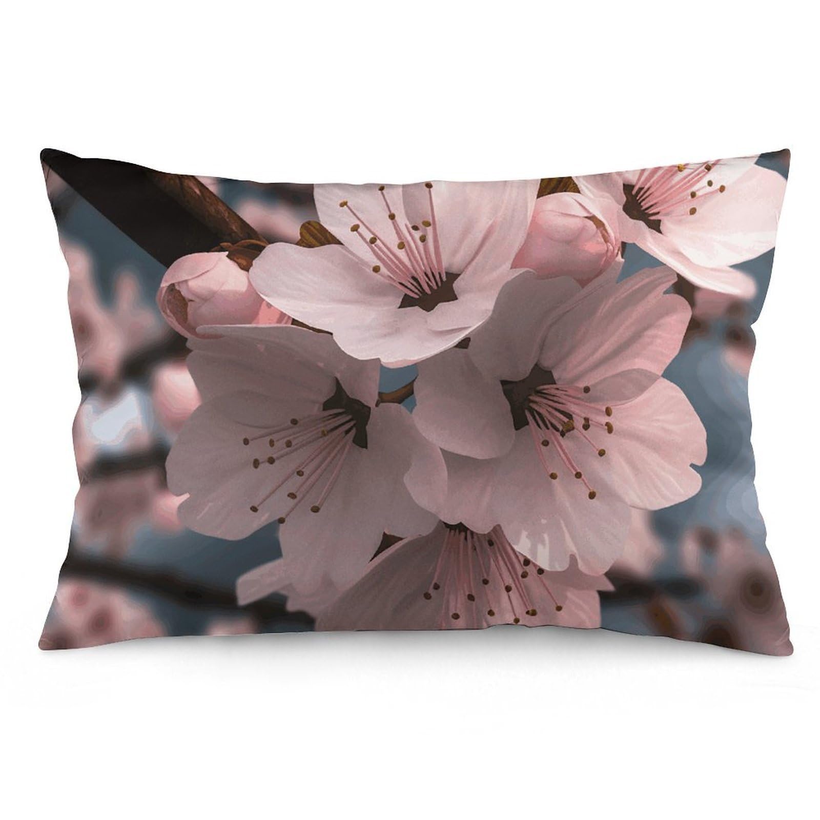 2 Pack Pillow Cases for Hair and Skin, Soft Breathable Pillow Case Covers with Hidden Zipper, Cherry Blossoms Pillowcase 12 "x20 Pillow Covers for Sleeping Gift