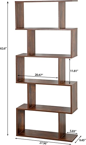 Miniatura 3 de ZENY Estantería geométrica, estantería de 5 niveles, estante de exhibición en forma de S y divisor de habitación, estantería de almacenamiento