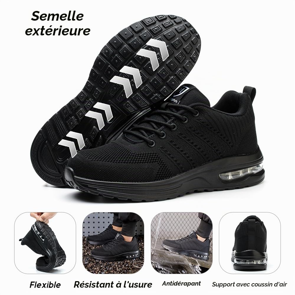 Chaussures de Securite Hommes Femmes Légère Basket de Securite Respirante Confortable Chaussure de Travail avec Embout en Acier
