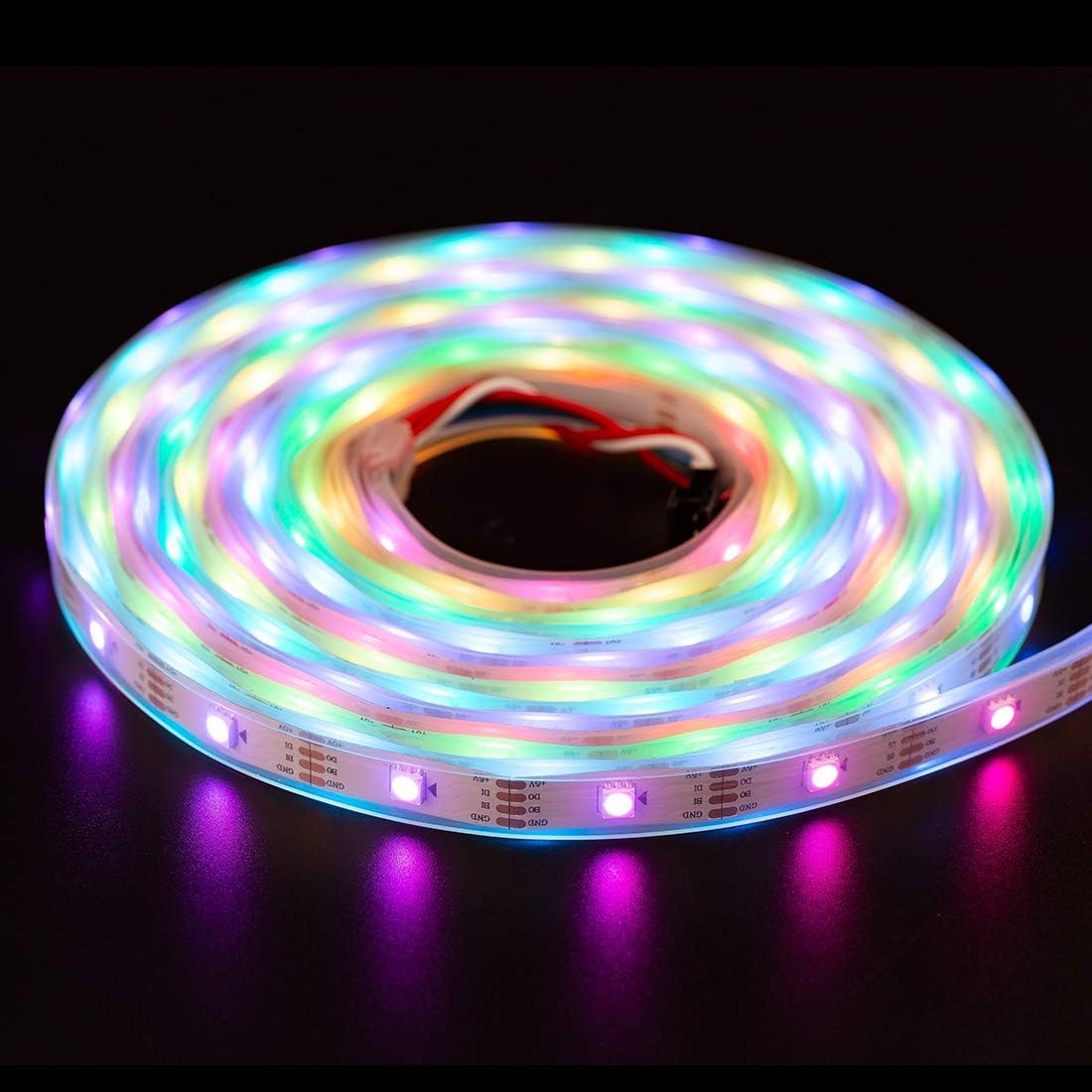 BTF-LIGHTING 16.4ft 150 Pixels WS2813 Upgraded WS2812B Individually Addressable Programmable Dual Signal 5050 RGB LED Flexible Strip Light Dream Color LED Ribbon Waterproof IP67 DC 5V White PCB - Image 3